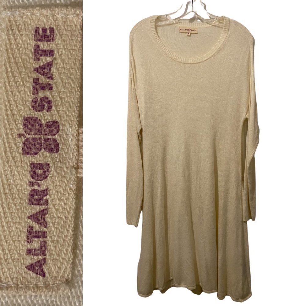 Altar D' State knit cotton sweater white dress sz M